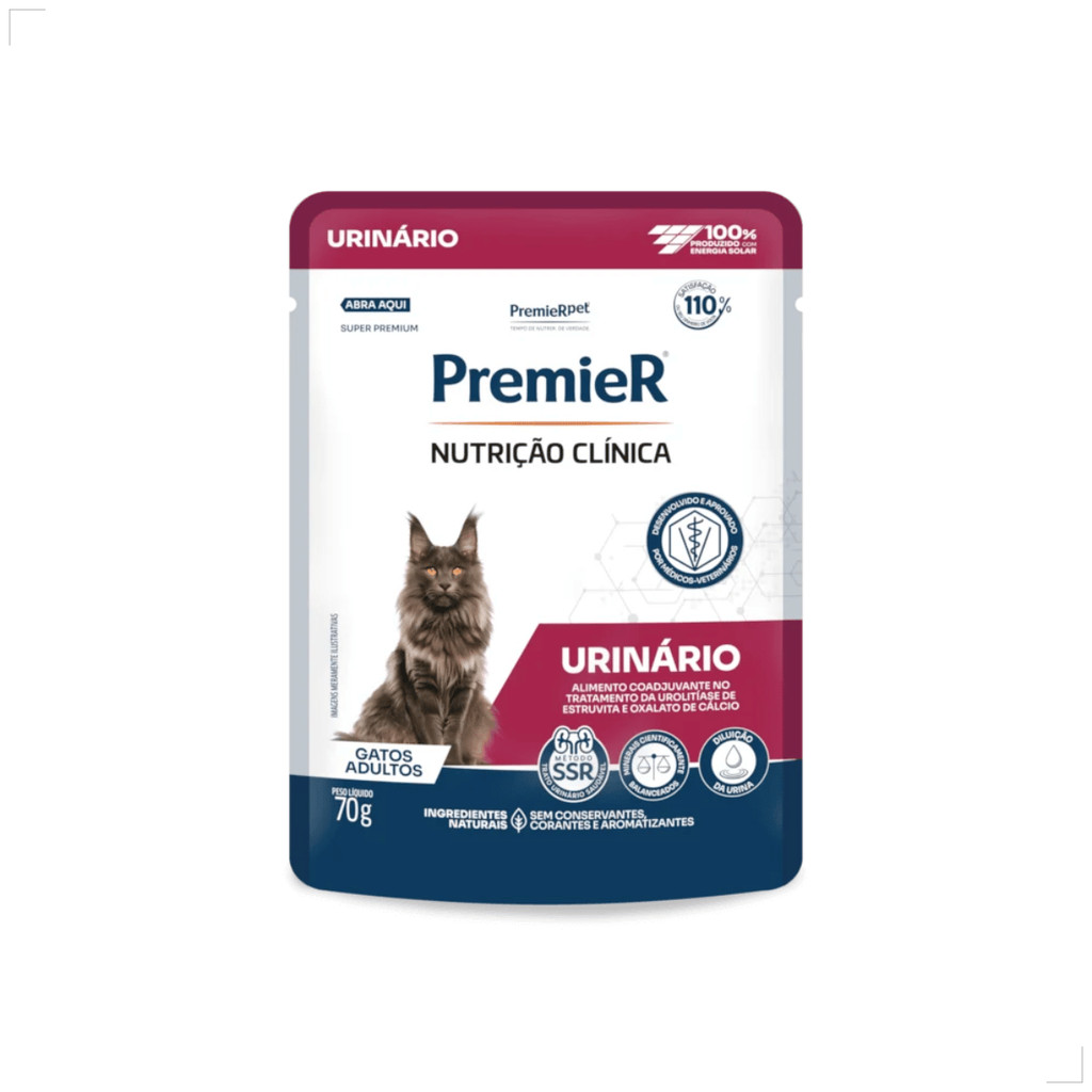 Ração Alimento PremieR Nutrição Clínica Úmidos Gatos Urinário 70g