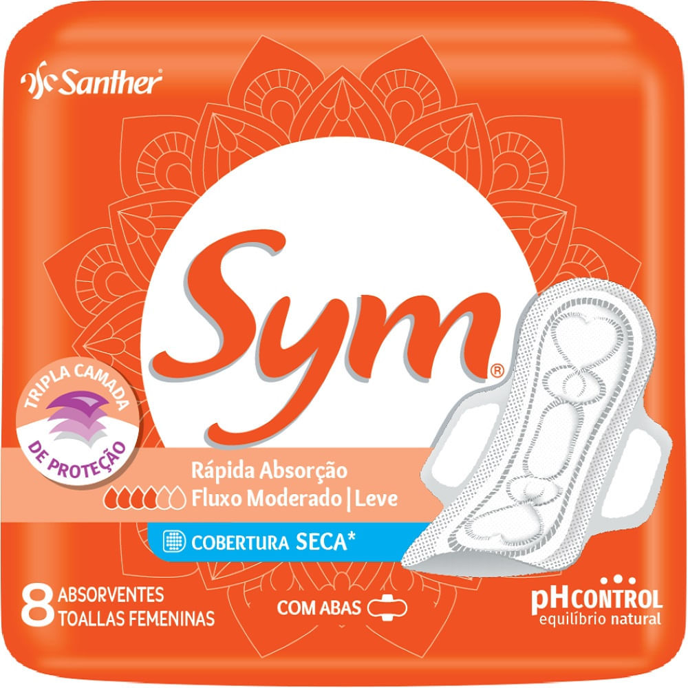 Absorvente Sym Seca com Abas 8 Unidades em Oferta na Shopee