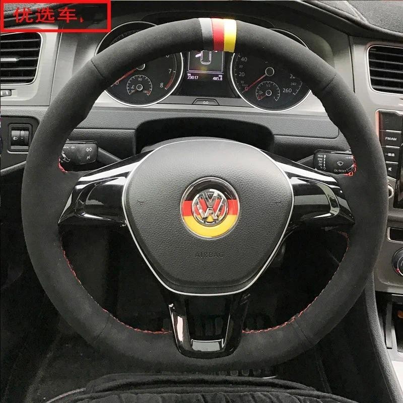 Para Volkswagen VW Golf 7 Mk7 Polo Jetta Passat B8 Tiguan Sharan Touran Trança Capa De Volante DIY Fibra Carbono Interio