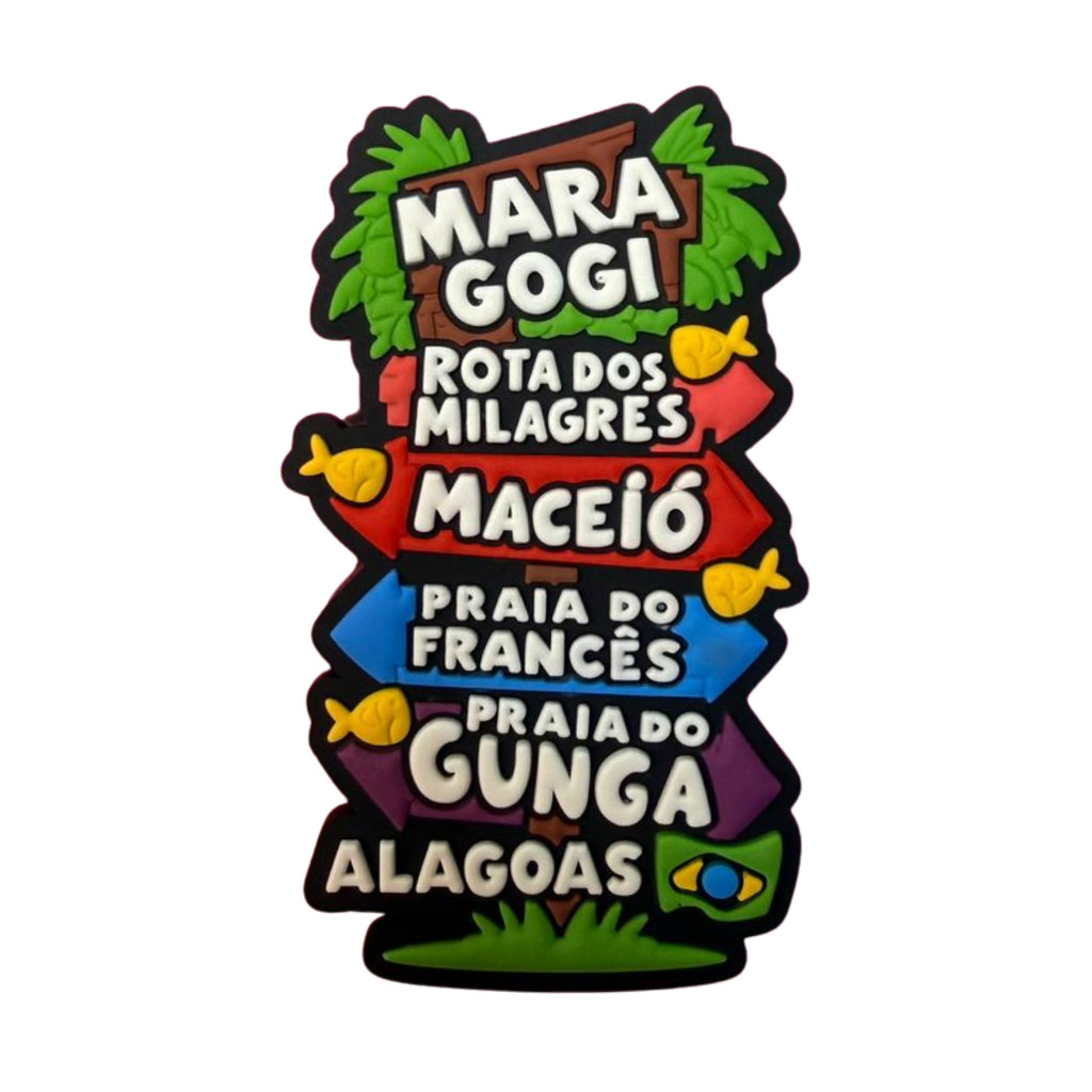 Imã de Geladeira Emborrachado Alagoas AL Plaquinhas Praia - Lembrança Maragogi Maceió Francês