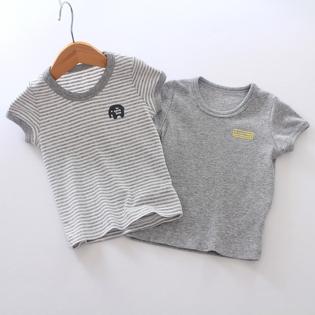 Bebê de manga curta camiseta meninos puro algodão meia manga japonês crianças Casual camisa de fundo topos puro algodão 