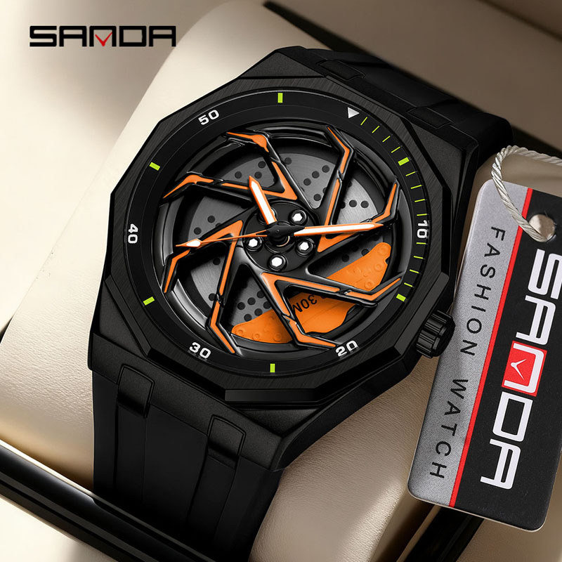 Relógio SANDA Octagon Alloy Para Homens , 360 ° Design De Roda Giratória , Luminoso E À Prova D'água
