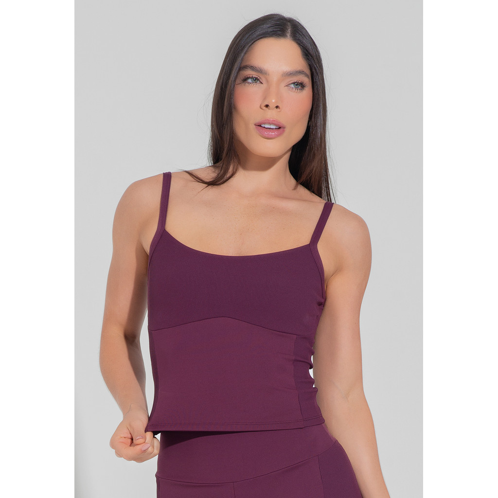 Top Alongado Fitness com Detalhe Canelado Motion Lines DLK