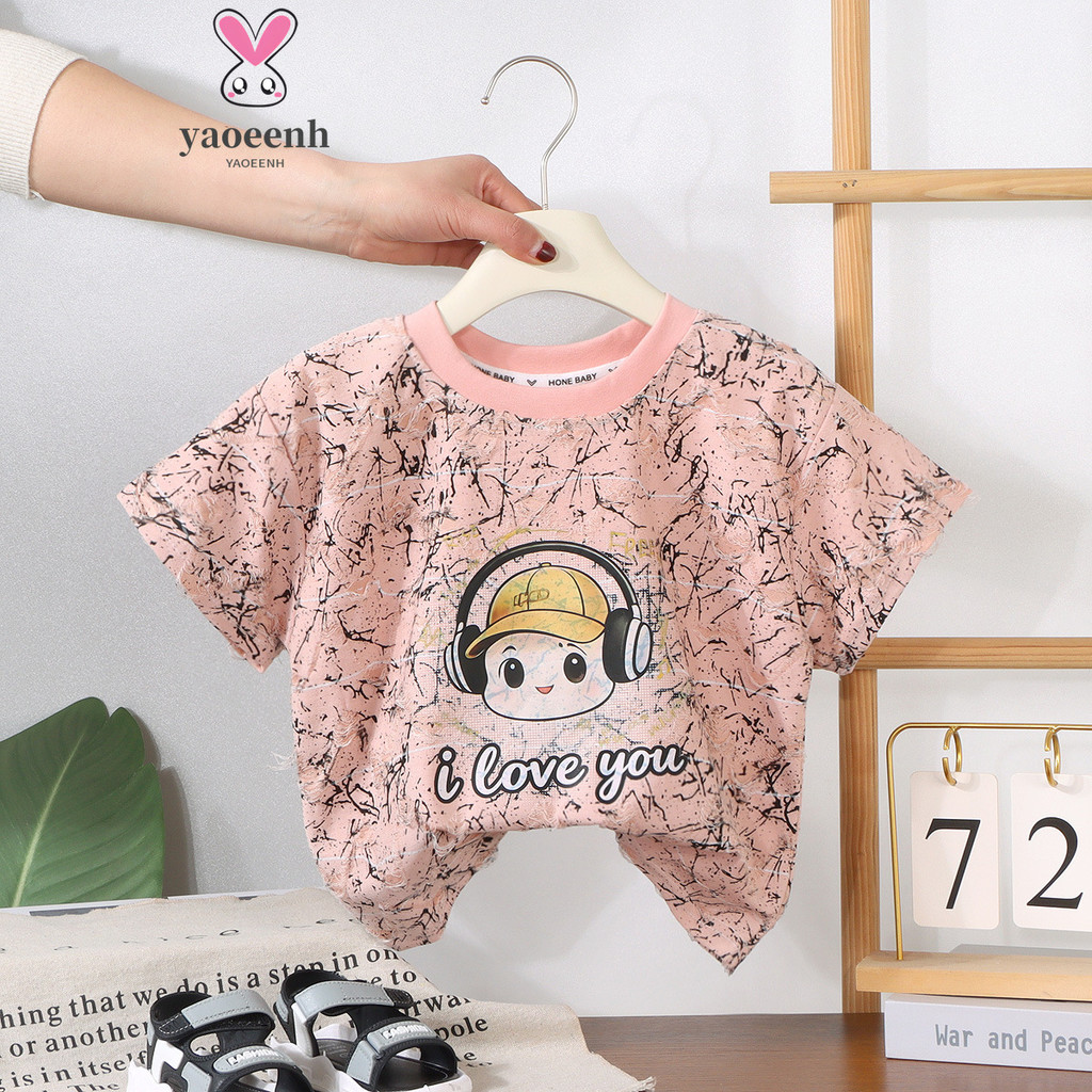 80-150CM pequeno médio crianças camiseta de manga curta meninos meninas impressão dos desenhos animados solto estilo oci