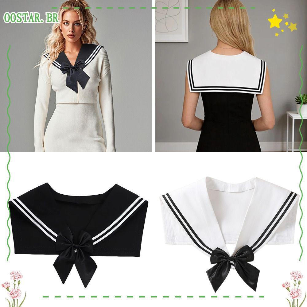 Gravata Borboleta Para Terno De Marinheiro OOSTAR , Cachecol Listrado Destacável Com Coleiras Falsas , Estilo Academia