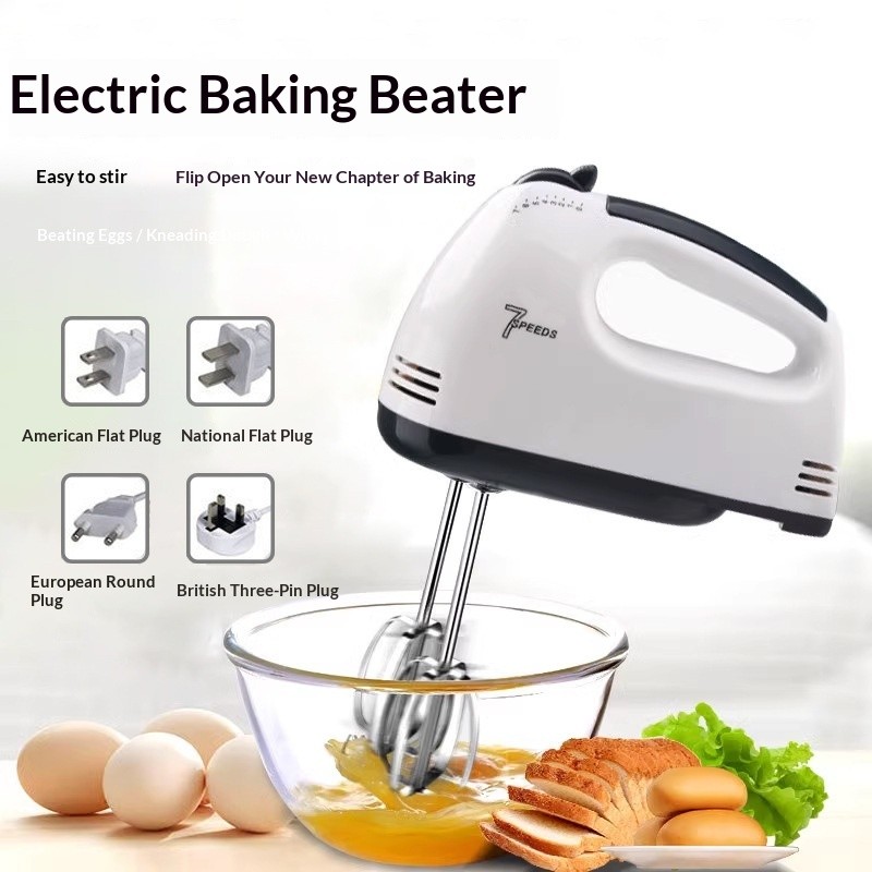 Batedor de ovos portátil de 7 velocidades, cozimento doméstico, Mini batedor automático pequeno, creme, batedor de leite
