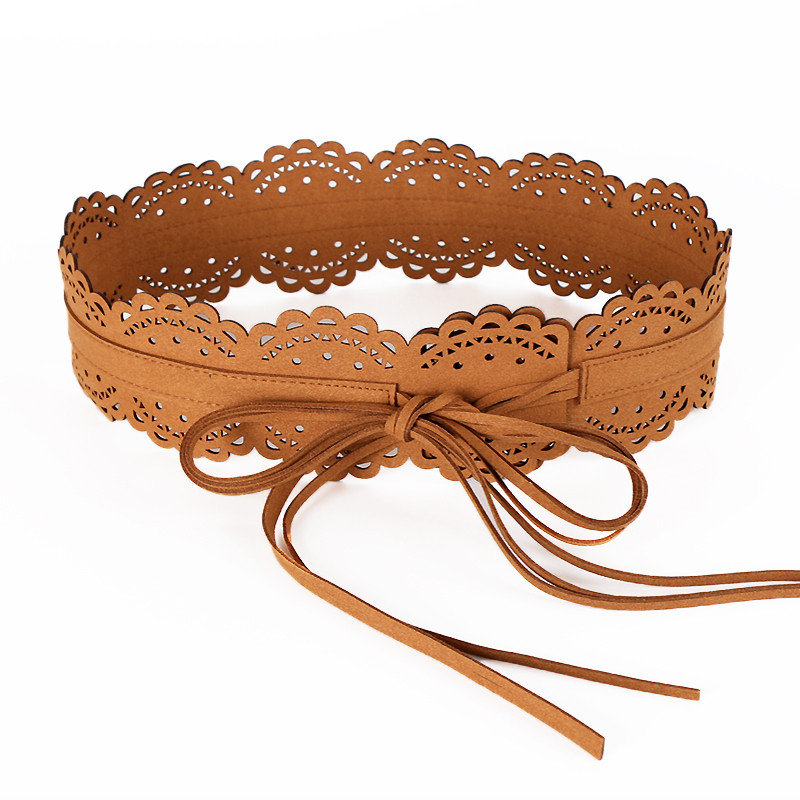 Cinto oco feminino combinando saia elegante All-Match renda borla cinta cinto largo vestido decorativo cinto de cintura