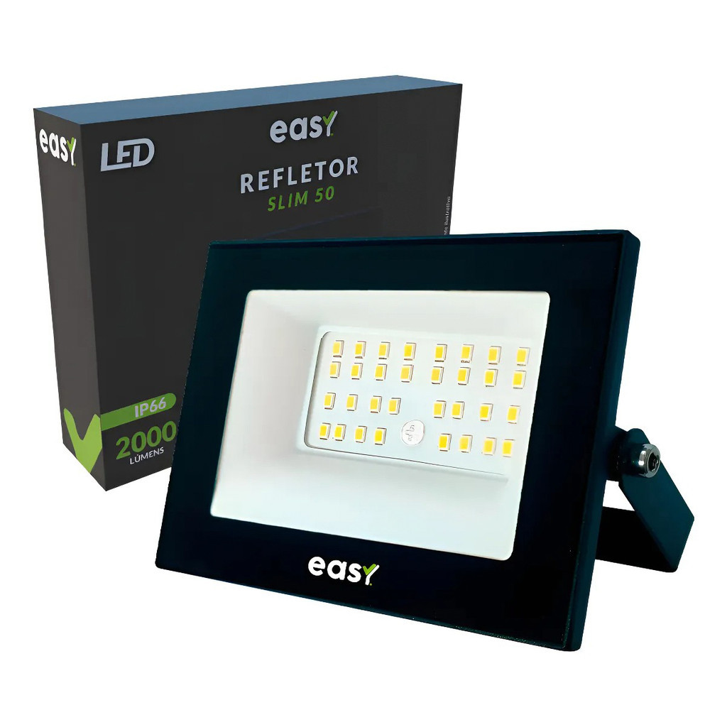 Refletor Led Holofote Externo 50W Easy Avant IP66 Prova d'água 6500k Luz Branco Frio Bivolt 110/220v