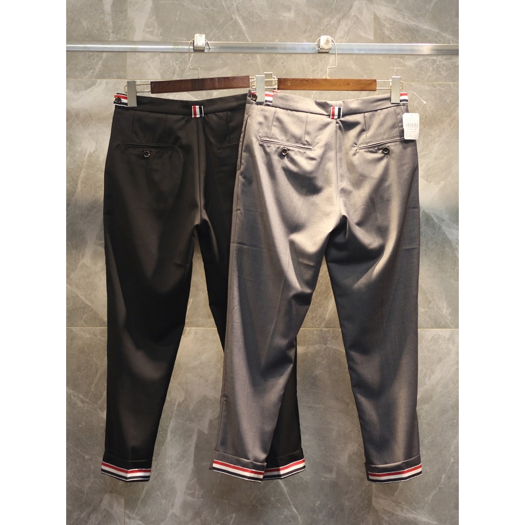 O Fim do Mundo!26ss High-End clássico vermelho branco azul fita lã Casual tb tornozelo comprimento calças masculino femi