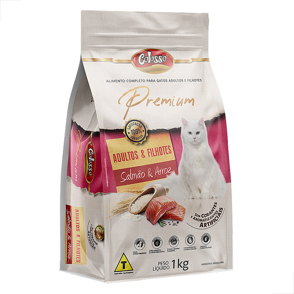Ração Gato Adulto Filhote Racao Colosso Premium Salmao Arroz 1kg