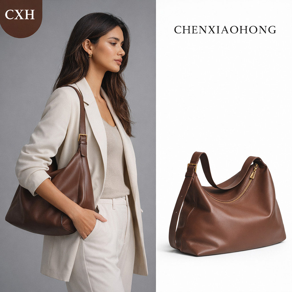 CHENXIAOHONG Bolsa feminina de ombro/transversal, em couro, grande capacidade, alça de ombro ajustável.