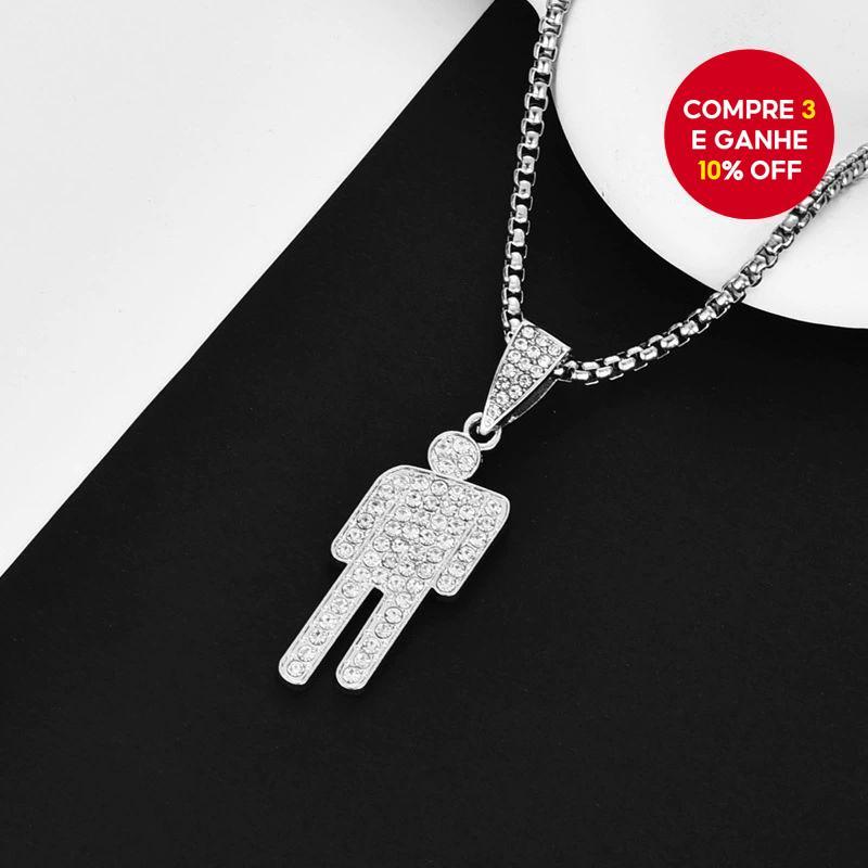 Bling Inclinado Pingente Colar Hip Hop Estilo Rua Crossbody Corrente Feminina Camadas Jóias