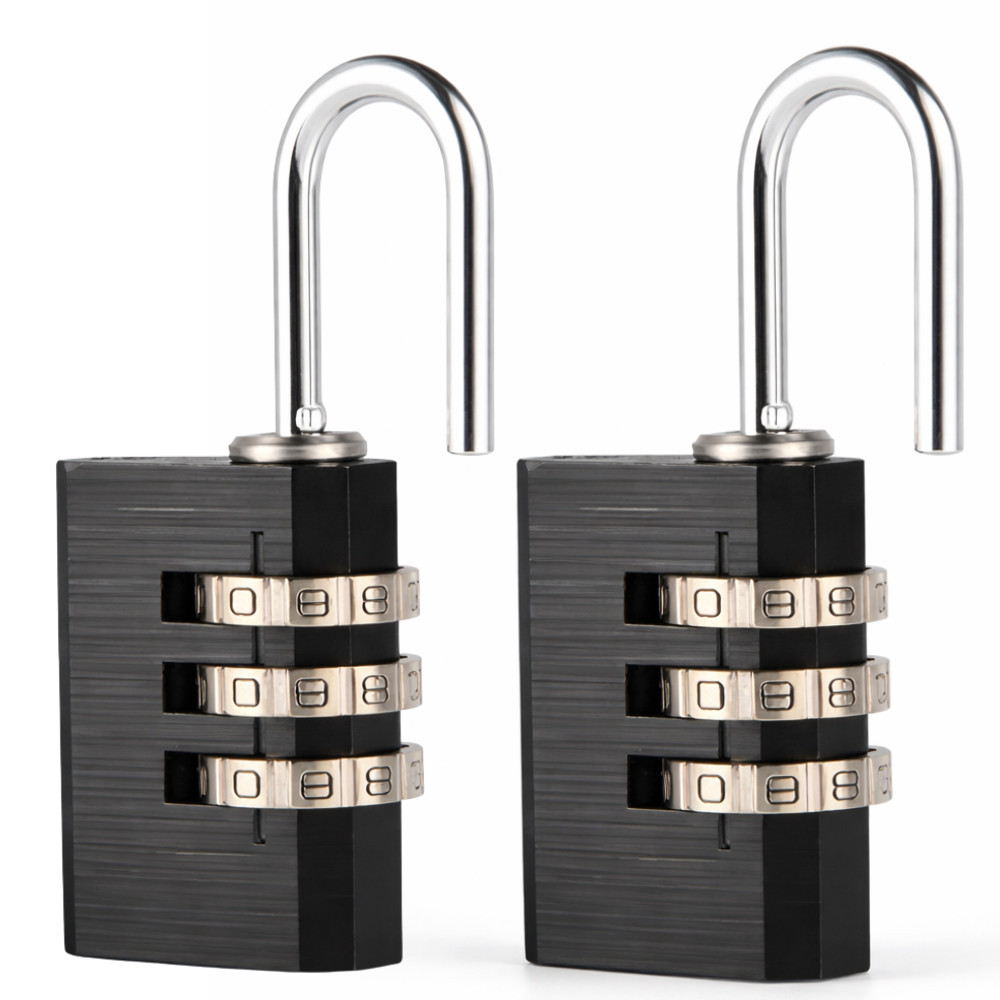 Imagem Kit 2 Cadeado Com Senha Preto Para Segurança Mala Mochila E Bolsa