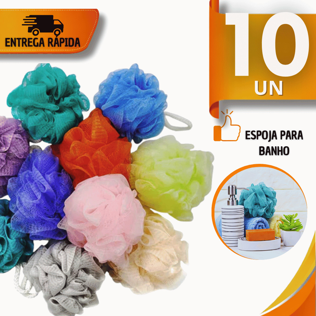 Utilidades Esponja Buchas de Nylon Para Banho com Cordinhas Esfoliante Cor Sortida Qualidade