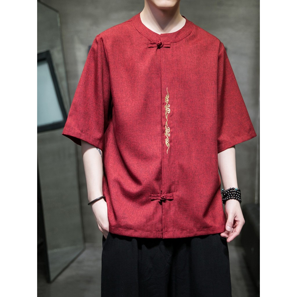 T Tang terno masculino verão fino estilo chinês roupas masculinas roupas de chá antigo solto tamanho grande traje antigo