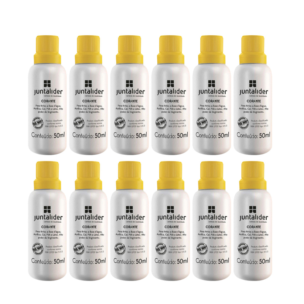 Kit12 Corante Bisnaga Pigmento Liquido 50ml Cores Juntalider