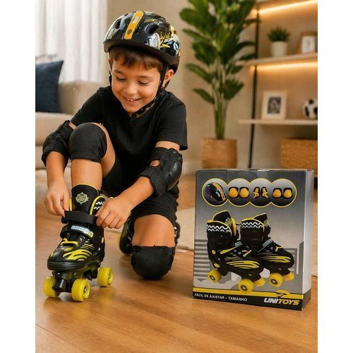 Patins Infantil Ajustável Tamanho 30/33 Proteção Completa Radical Diversão