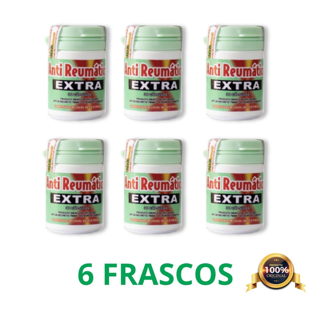 Kit 6 Frascos Suplemento Anti Reumatico Extra 30 caps 100mg