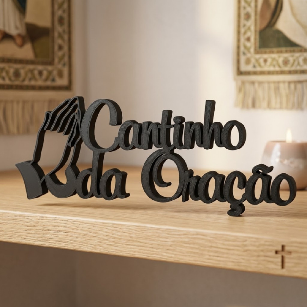 Cantinho da Oração Quadro Decorativo Religioso Mãos Postas Relevo 3D Decoração Altar