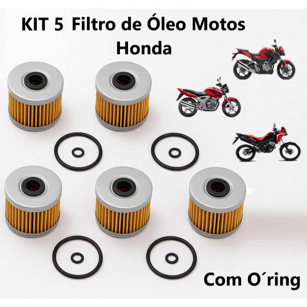 Kit Filtro de Óleo Moto Honda Twister CB300 XRE 300 Tornado CB Twister 250 CB Twister 300 - 10 ou 5 — imagem 2 de 2