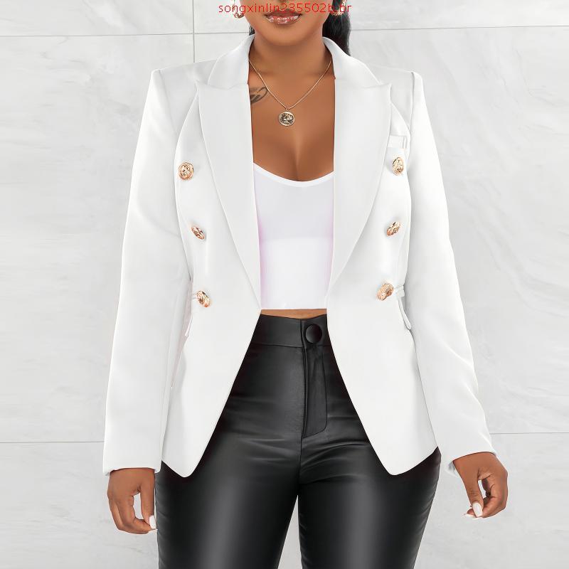 Blazer Feminino Alfaiataria Cores Botões Luxo Moda Elegante