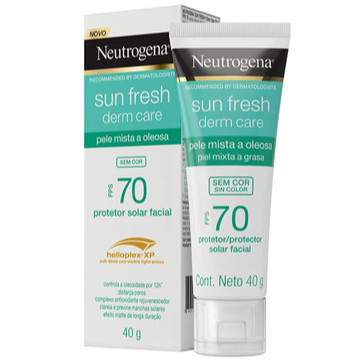 Protetor Solar Facial Sem Cor para Pele Mista a Oleosa Neutrogena Sun Fresh Derm Care FPS70 40g