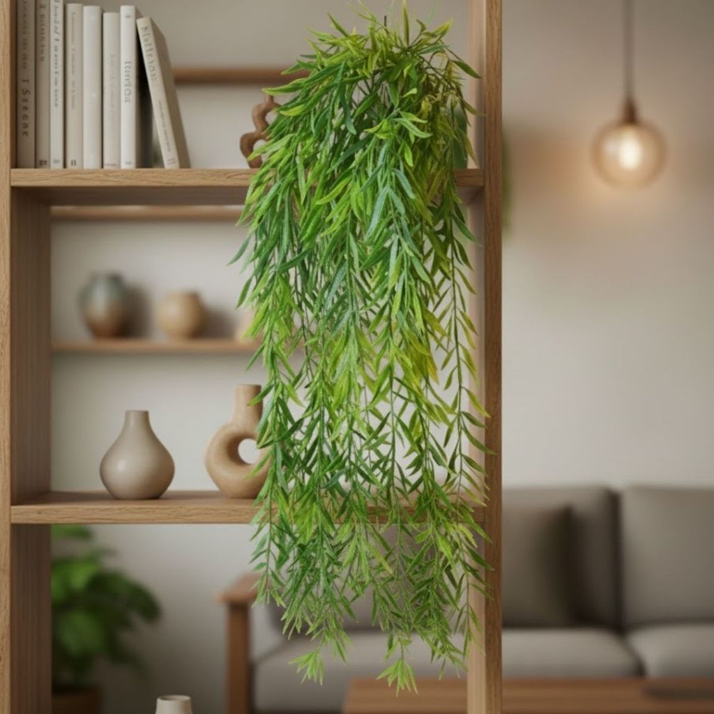 Kit 2 Plantas de folhagem artificial para pendurar Real Pendente Permanente decorar Arranjos e Prateleiras suspensas · foto 2