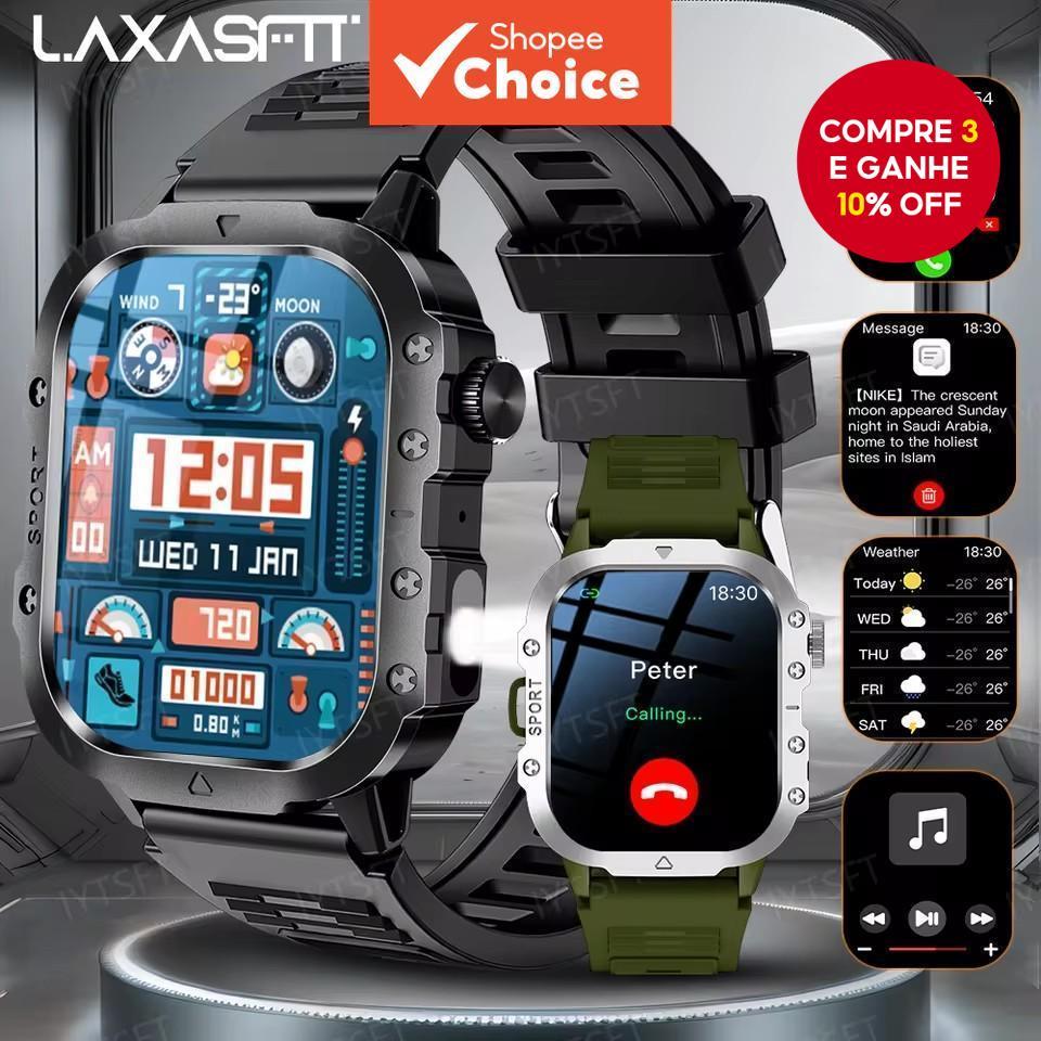 2025 Novo Relógio Inteligente Militar para Homens, Esportivo ao Ar Livre, Rastreador Fitness, Monitoramento de Saúde, em Oferta na Shopee