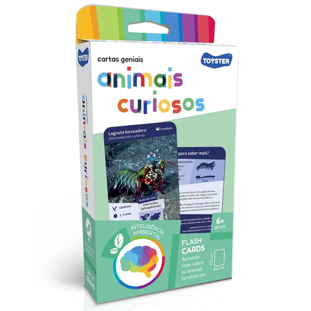 JOGO DE CARTAS GENIAIS ANIMAIS CURIOSOS 32 CARDS TOYSTER BRINQUEDO MESA IMAGEM REAL NOME EDUCATIVO