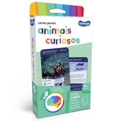 JOGO DE CARTAS GENIAIS ANIMAIS CURIOSOS 32 CARDS TOYSTER BRINQUEDO MESA IMAGEM REAL NOME EDUCATIVO