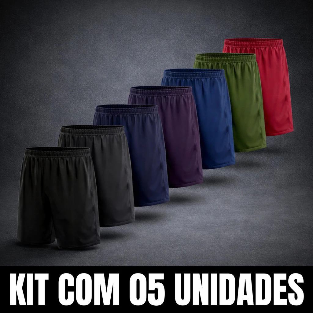 Kit 5 Bermuda Masculina Short Calção Futebol Academia Praia Caminhada Lazer Cores Sortidas — imagem 1
