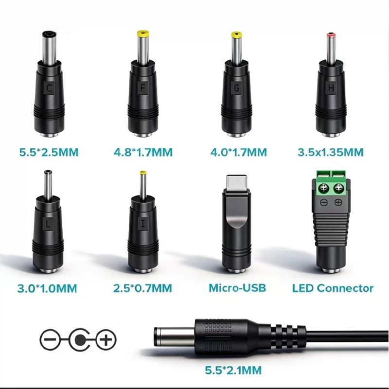 R * Universals USB Para DC5 5mm 5V 9V 12V Step Up Conversores Conjunto De Cabos Com 8 Adaptadores Roteadores Câmera LED 