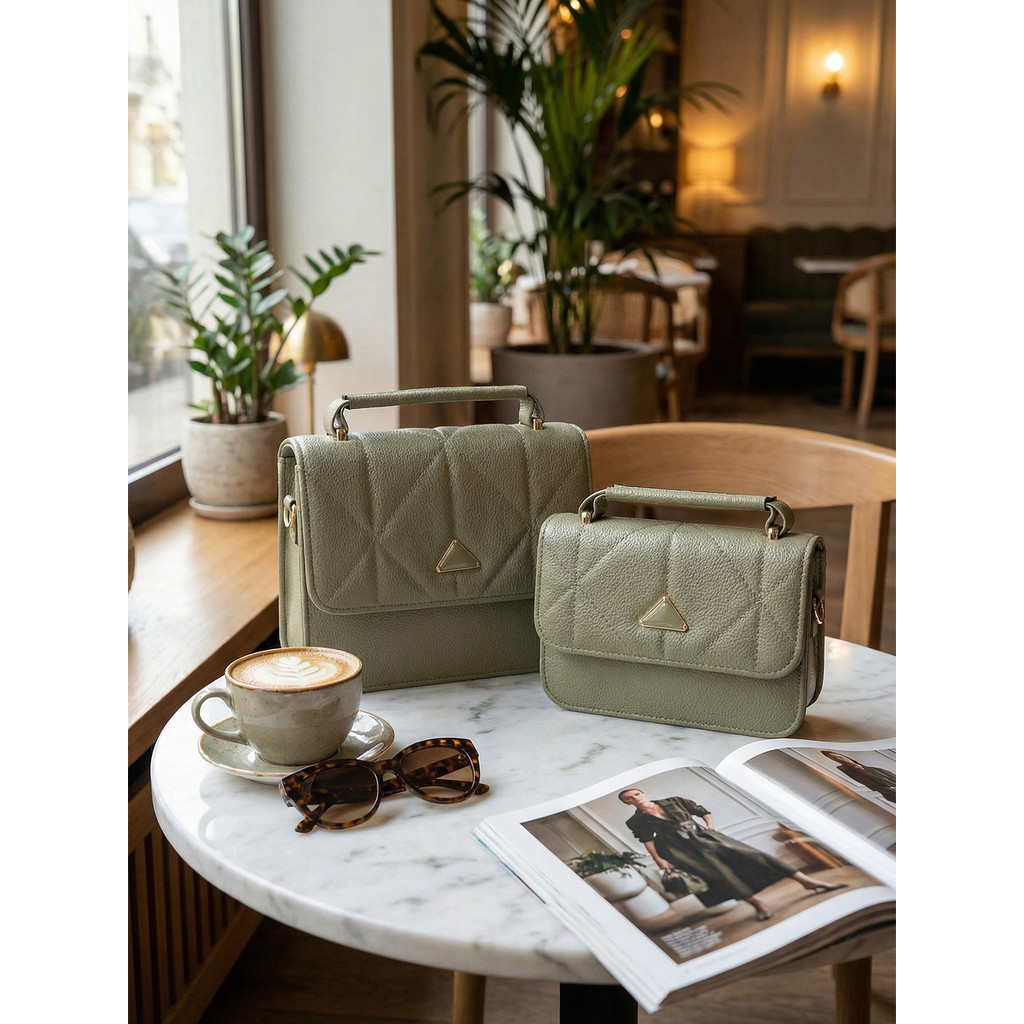 Kit 2 Bolsas Tal Mãe Tal Filha Iguais Maletinha Matelassê Couro PU Várias Cores