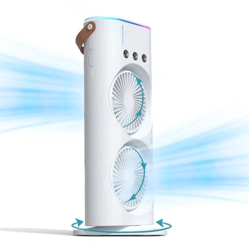 MINI Refrigerador De Ar Ventilador Umidificador Dupla Giratório+rgb Camada Ventilador Climatizador Ar C/ Reservatório — imagem 1