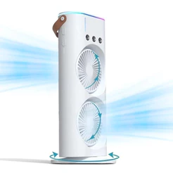 MINI Refrigerador De Ar Ventilador Umidificador Dupla Giratório+rgb Camada Ventilador Climatizador Ar C/ Reservatório