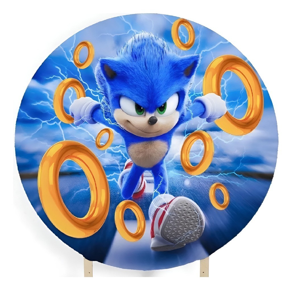Painel Redondo Tecido Sublimado Capa Mini 50x50cm Sonic em Oferta na Shopee