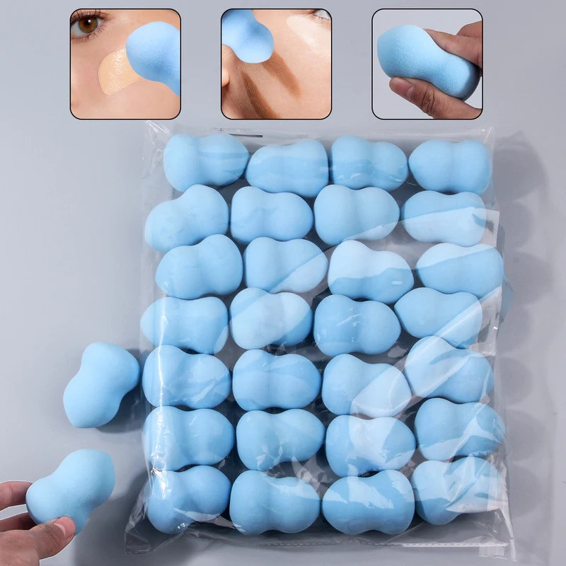 Conjunto De Ferramentas De Beleza De Maquiagem Com 10 Peças Para Rosto , Esponja Azul Céu Grande Macia , Aplicadores Cos