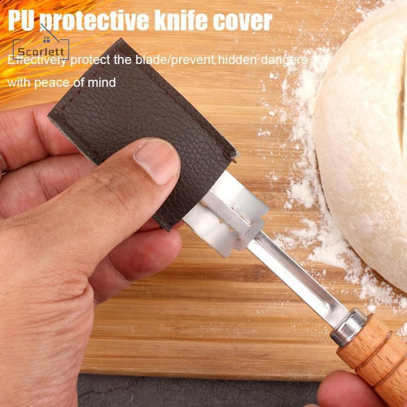 [Scarlett] Cortador De Massa De Pão E Pastelaria Com 5 Lâminas Torrada Curva Baguette Faca Cabo De Madeira Bakers Acessó em Oferta na Shopee