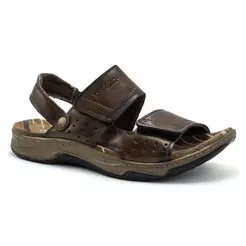 Sandália Pegada Masculina Couro Tiras Duplas 2 em 1 132254