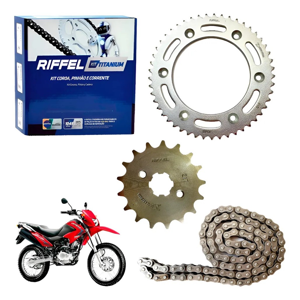 Kit Relação Transmissão S/Retentor para moto Honda NXR 150 BROS Riffel (71884)