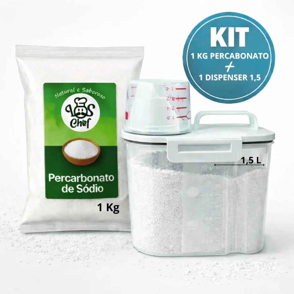 Kit 1 Percarbonato De Sódio Puro 1kg Mais 1 Dispenser 1,5l em Oferta na Shopee