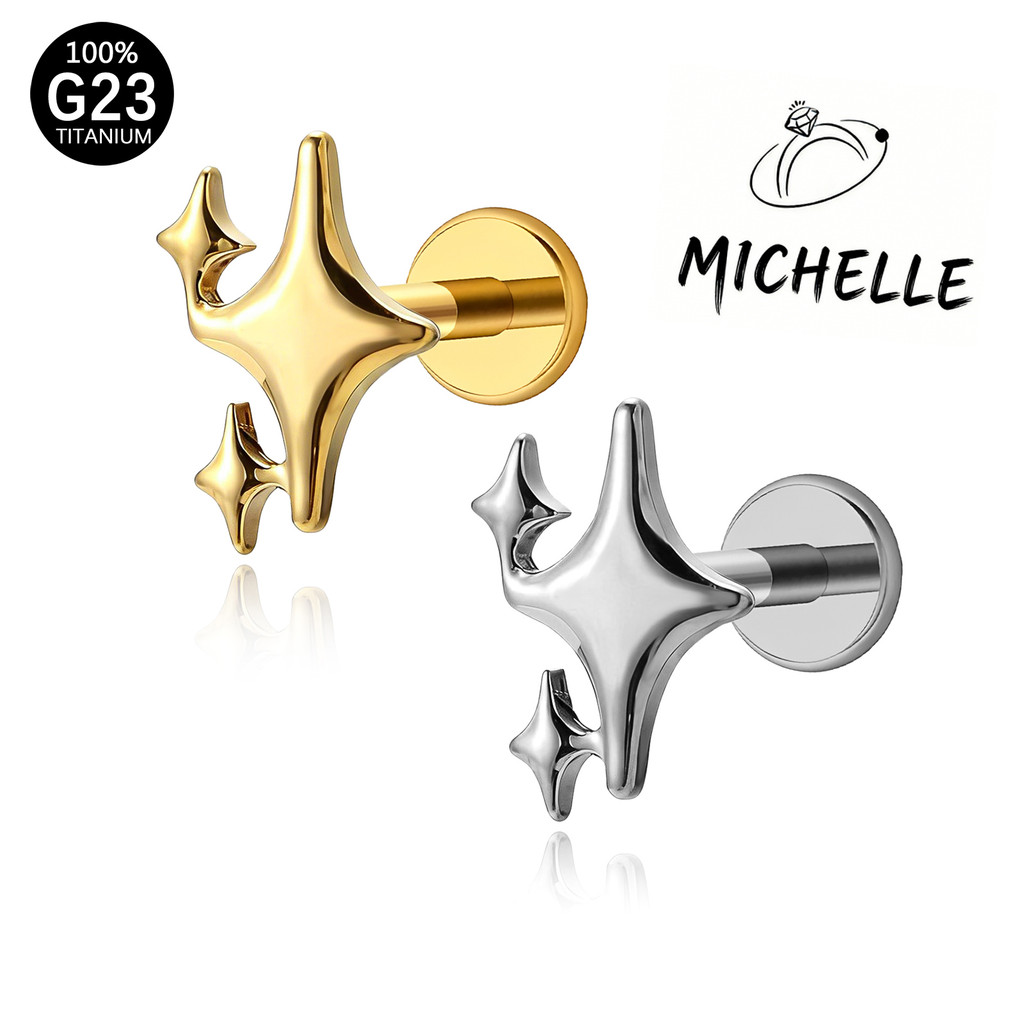 Piercing Labret TitâNio Estrela pontas | Helix, Tragus, Conch, Boca-Medusa e Outros em Oferta na Shopee