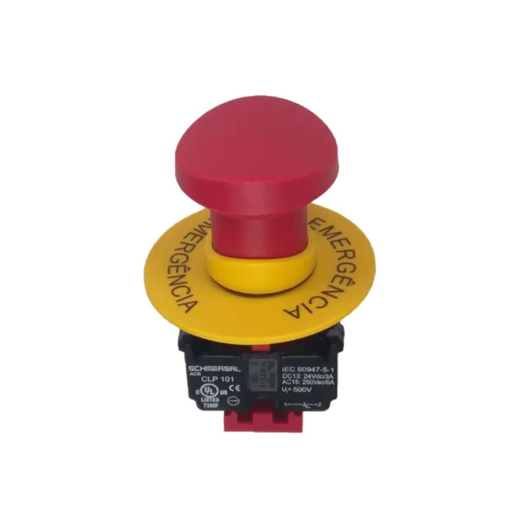 Botão Emergência Cogumelo 40 mm Empurrar/Puxar Destr 22 mm 1Nf Ace Schmersal