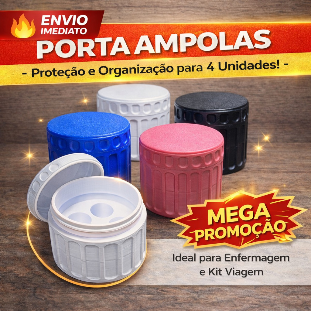 Organizador De Ampolas Estojo Porta 4 Unidades Case Rígida Para Vacinas e Injeções