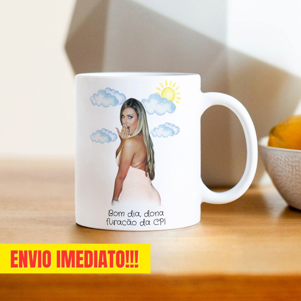 Caneca Xicara Porcelana 325ml Andressa Urach Bom Dia Personalizada Presente Decoração Casa
