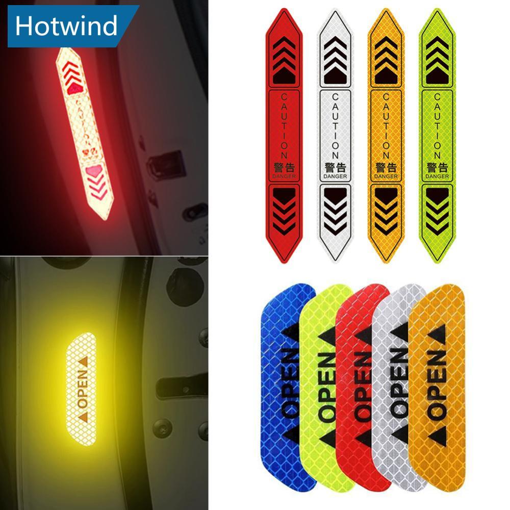 HW 4 Pçs/Set Adesivos De Porta De Carro Fita De Advertência Reflexiva De Segurança Noturna Decorativos Faixa Acessórios 