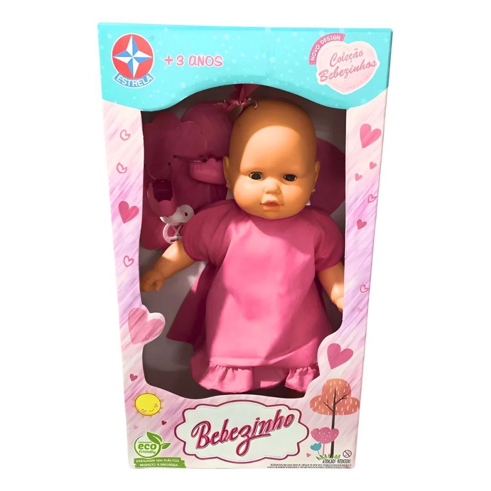 Boneca Bebezinho 49cm Vestido Rosa Nova Edição - Estrela