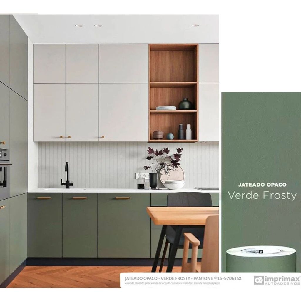 Revestimento Adesivo Vinil Jateado Verde Frosty Imprimax 61cm para Móveis e Paredes