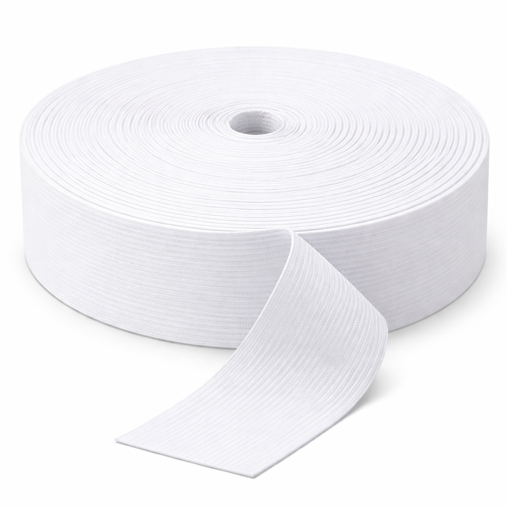 Elástico Chato 25mm Branco Rolo Com 25m Alta Resistência Costura