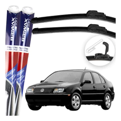 Jogo Palhetas Limpador de Parabrisa Silicone Chuva Gancho Universal Vw Bora 1998 Até 2011